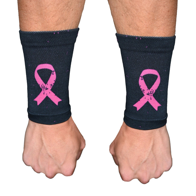 Load image into Gallery viewer, Pink Splattered Breast Cancer Wrist Support Sleeves
