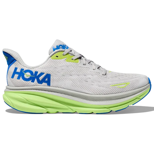 Men's Hoka Clifton 9, Stardust/Electric Cobalt, 8 D Medium - Skoutley Outdoors LLC