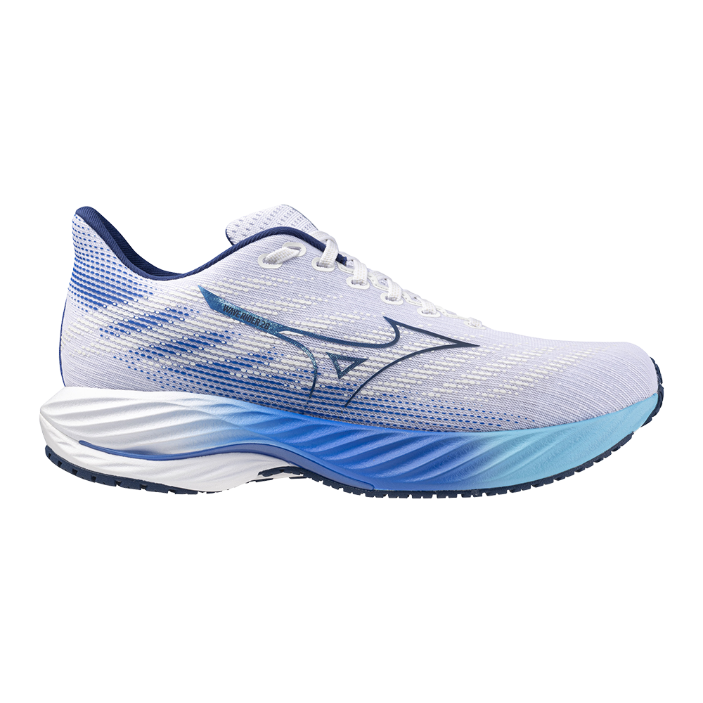 Men's Mizuno Wave Rider 28, White/Estate Blue, 15 D Medium - Skoutley Outdoors LLC