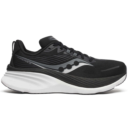 Men's Saucony Hurricane 24, Black/Carbon, 8 D Medium - Skoutley Outdoors LLC