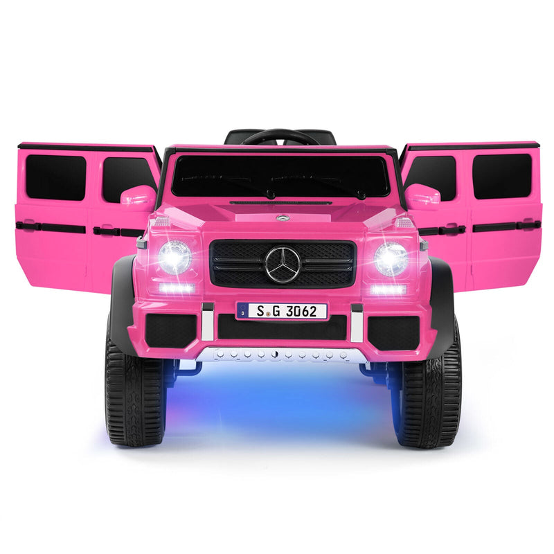 Load image into Gallery viewer, Mercedes-Benz G Wagon 12V Electric Kids Pink Ride On Car with LED Lights, Music, and Remote Control - Pink
