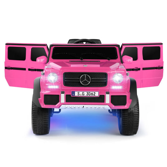Mercedes-Benz G Wagon 12V Electric Kids Pink Ride On Car with LED Lights, Music, and Remote Control - Pink