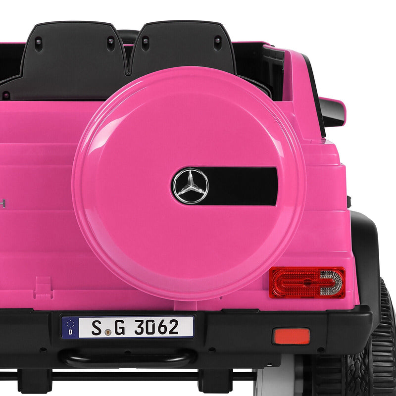Load image into Gallery viewer, Mercedes-Benz G Wagon 12V Electric Kids Pink Ride On Car with LED Lights, Music, and Remote Control - Pink
