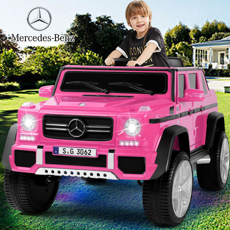 Load image into Gallery viewer, Mercedes-Benz G Wagon 12V Electric Kids Pink Ride On Car with LED Lights, Music, and Remote Control - Pink
