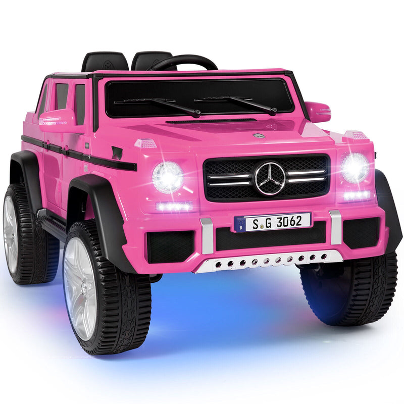 Load image into Gallery viewer, Mercedes-Benz G Wagon 12V Electric Kids Pink Ride On Car with LED Lights, Music, and Remote Control - Pink
