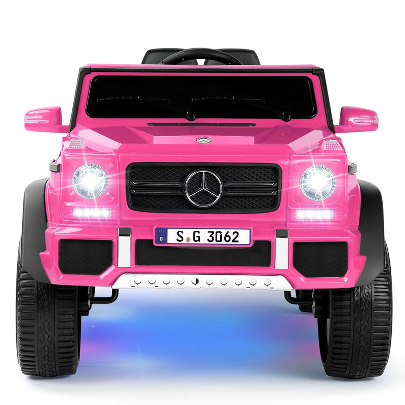 Load image into Gallery viewer, Mercedes-Benz G Wagon 12V Electric Kids Pink Ride On Car with LED Lights, Music, and Remote Control - Pink
