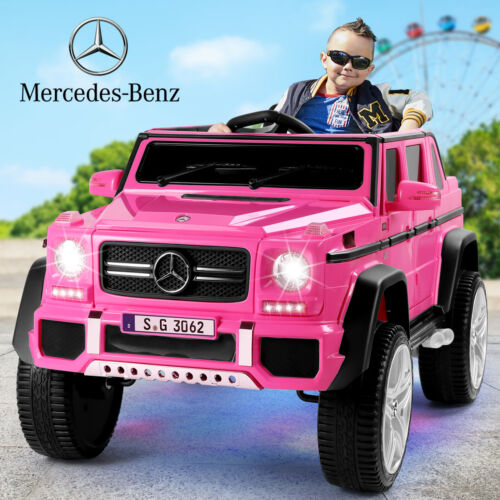 Mercedes-Benz Electric Ride-On Car for Kids with 3 Speeds, LED Lights, and RC Control - Pink