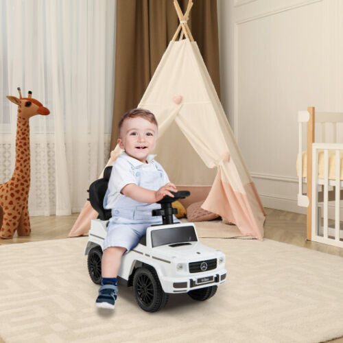 Load image into Gallery viewer, Mercedes Benz G350 3-in-1 Push Car: Stroller, Sliding Car, and Canopy in White

