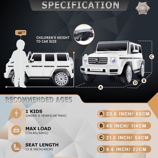 Load image into Gallery viewer, 12V Licensed Mercedes-Benz G500 Electric Ride-On Car for Kids with Remote Control
