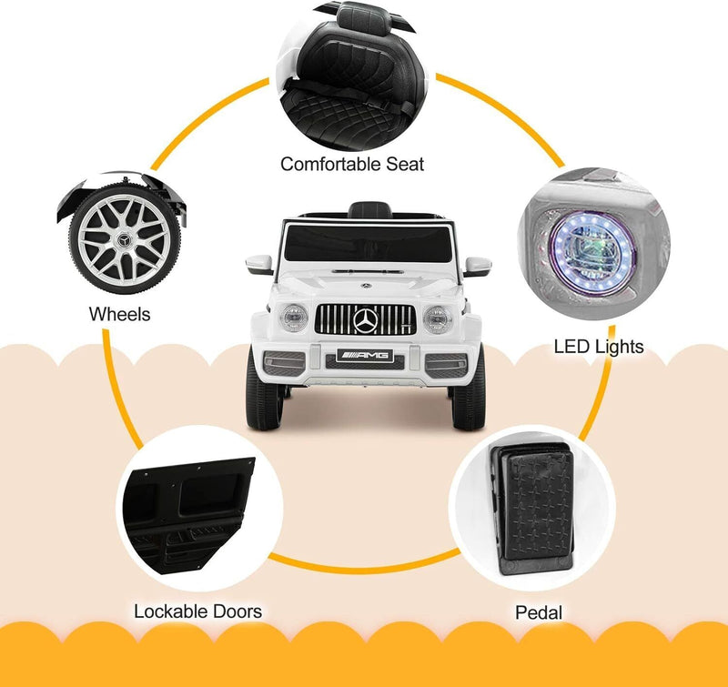 Load image into Gallery viewer, Mercedes-Benz G63 Kids Ride On Car AMG with Music, LED Lights, and AUX - 12V, White
