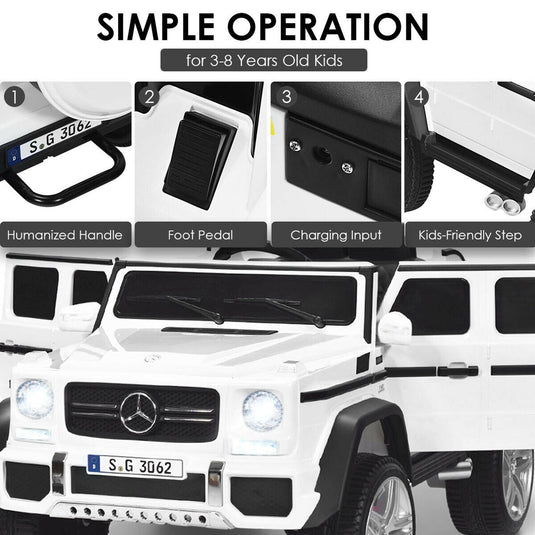 Mercedes-Benz Kids Ride On Car with RC Control and Trunk - 12V White