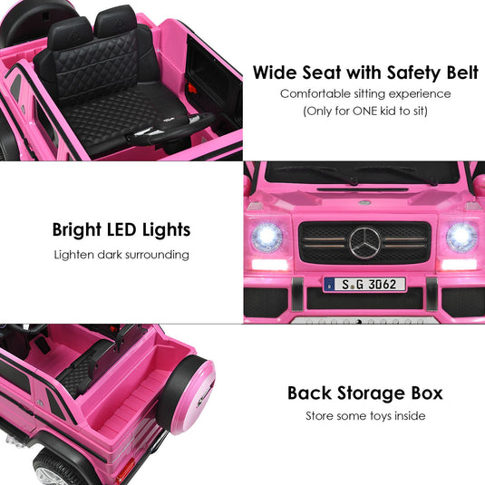 Mercedes-Benz Licensed 12V Pink Ride On Car for Kids with RC Control and Trunk