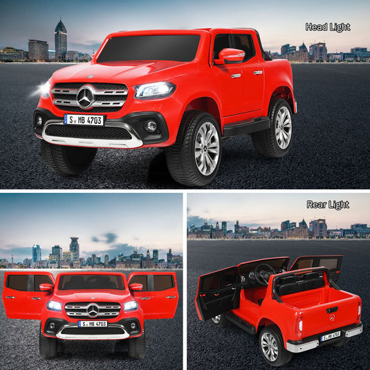 Mercedes Benz Licensed X Class RC 12V Ride On Car for Kids with Trunk - Red