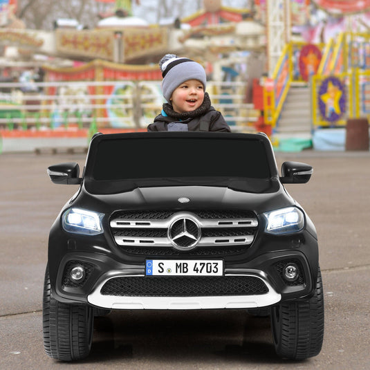 Mercedes Benz Licensed X Class RC 2-Seater 12V Kids Ride On Car with Trunk in Black
