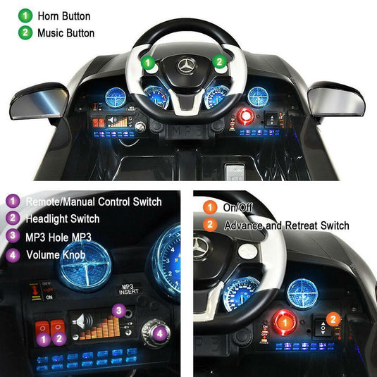 Mercedes Benz SLS Kids Ride On Car with 2.4G Remote Control in Black