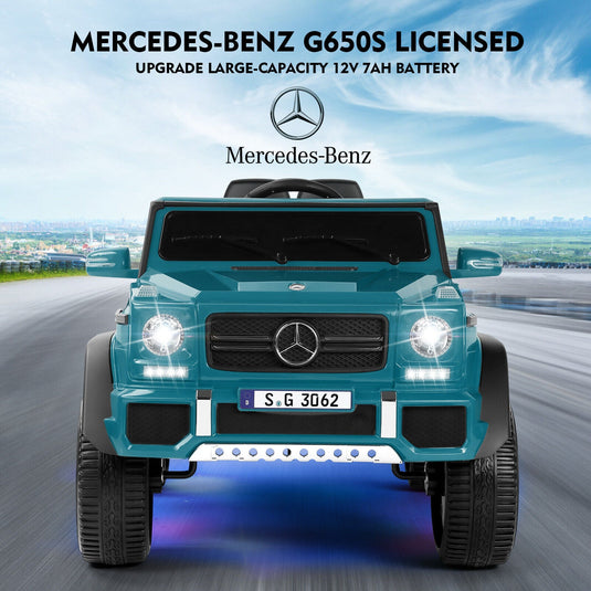 Mercedes-Benz Toy Truck Ride-On Car for Kids with LED Lights, Music, and Remote Control - 12V Blue Battery Powered