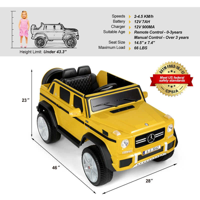 Load image into Gallery viewer, Mercedes-Benz Truck 12V Battery Ride On Car for Kids with 3 Speeds, LED Lights, Music, and Remote Control - Yellow
