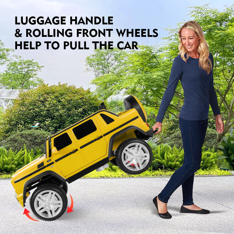 Load image into Gallery viewer, Mercedes-Benz Truck 12V Battery Ride On Car for Kids with 3 Speeds, LED Lights, Music, and Remote Control - Yellow
