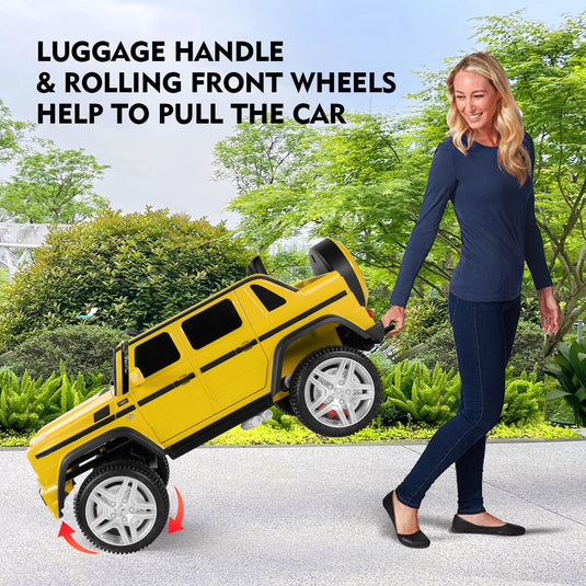 Mercedes-Benz Truck 12V Battery Ride On Car for Kids with 3 Speeds, LED Lights, Music, and Remote Control - Yellow