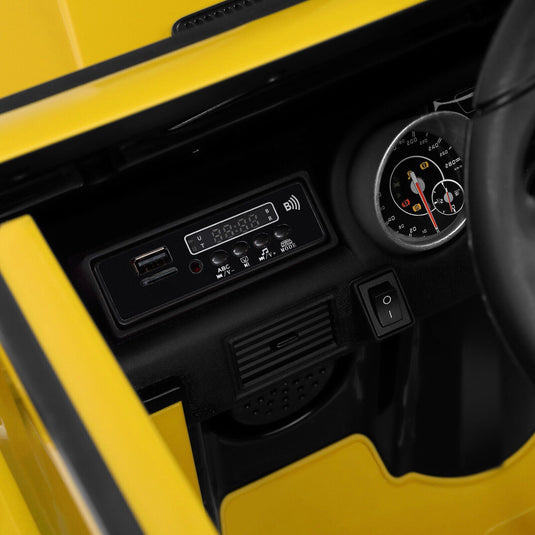 Mercedes-Benz Truck 12V Battery Ride On Car for Kids with 3 Speeds, LED Lights, Music, and Remote Control - Yellow