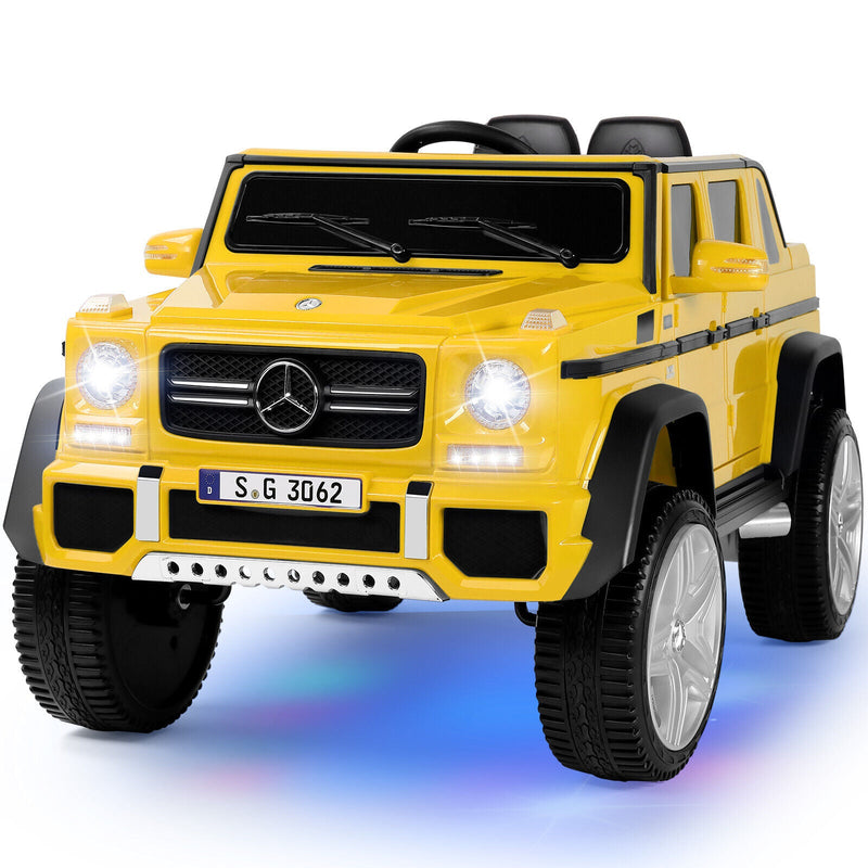 Load image into Gallery viewer, Mercedes-Benz Truck 12V Battery Ride On Car for Kids with 3 Speeds, LED Lights, Music, and Remote Control - Yellow
