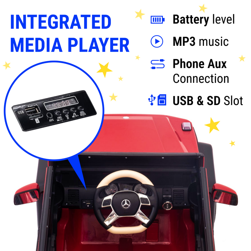 Load image into Gallery viewer, Mercedes G Wagon Ride On Car with Music, Rubber Wheels, LED Lights, and Remote Control

