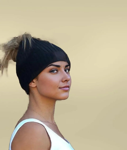 Messy Bun Alpaca Hat