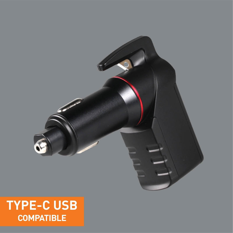 Load image into Gallery viewer, USB Car Charger Emergency Tool Type-C ( Black)

