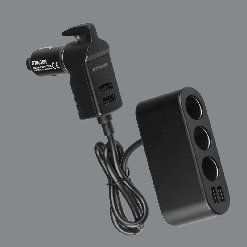 Load image into Gallery viewer, USB Car Charger Emergency Tool With Cigarette Lighter &amp; USB Extensions
