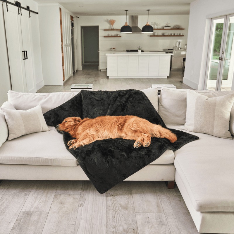 Load image into Gallery viewer, PupProtector™ Summer Short Fur Waterproof Throw Blanket - Midnight Black
