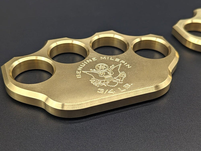 Load image into Gallery viewer, MILSPIN 3/4lb Brass Knuckle Non-Customizable Solid Brass Paperweight (MILSPIN Logo Only)
