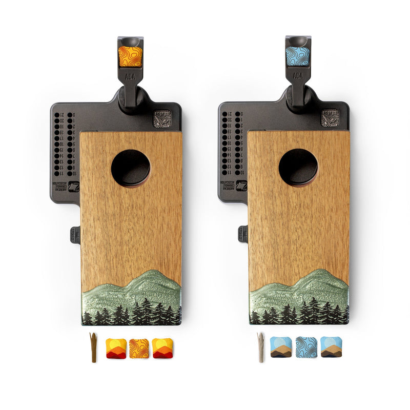 Load image into Gallery viewer, Mini Tabletop Resin &amp; Wood Cornhole Set | Mountain Collection

