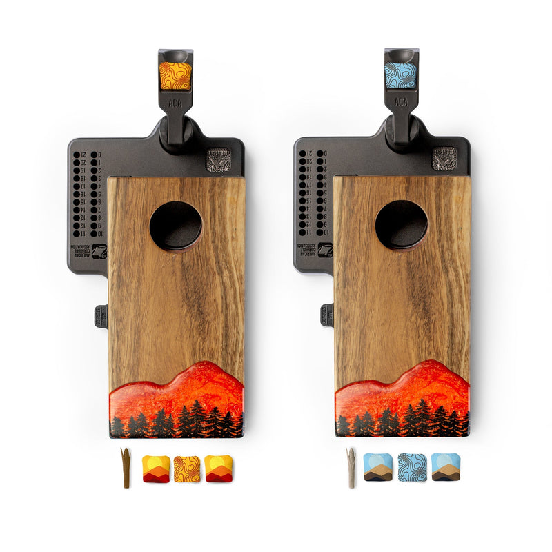 Load image into Gallery viewer, Mini Tabletop Resin &amp; Wood Cornhole Set | Mountain Collection
