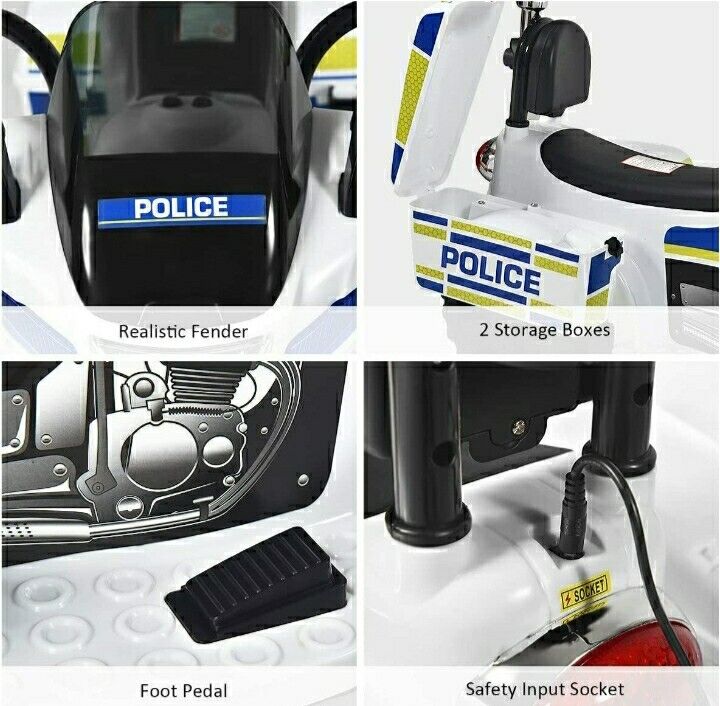 Load image into Gallery viewer, Motocicleta Eléctrica de 3 Ruedas para Niños y Niñas con Diseño de Policía para Montar en Bicicleta
