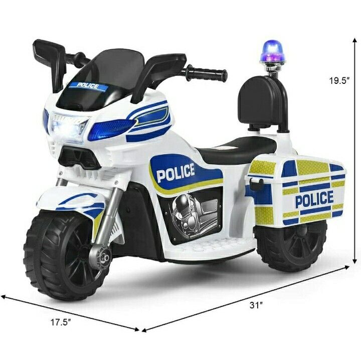 Load image into Gallery viewer, Motocicleta Eléctrica de 3 Ruedas para Niños y Niñas con Diseño de Policía para Montar en Bicicleta
