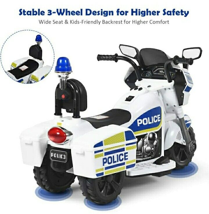 Load image into Gallery viewer, Motocicleta Eléctrica de 3 Ruedas para Niños y Niñas con Diseño de Policía para Montar en Bicicleta
