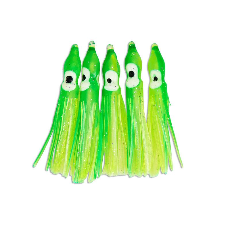 Load image into Gallery viewer, &quot;Mountain Doo&quot;  Hoochie Squid Skirts (5x PACK) 3.5&quot;
