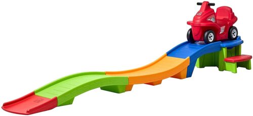 Multicolor ATV-Style Red Car Toy Set for Kids - Roller Coaster Track Ride-On Fun!