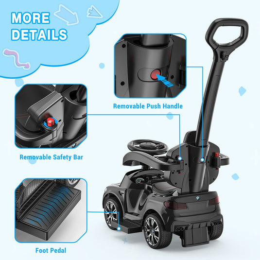 Music-Infused Ride-On Car with Safety Bar for Toddlers and Kids