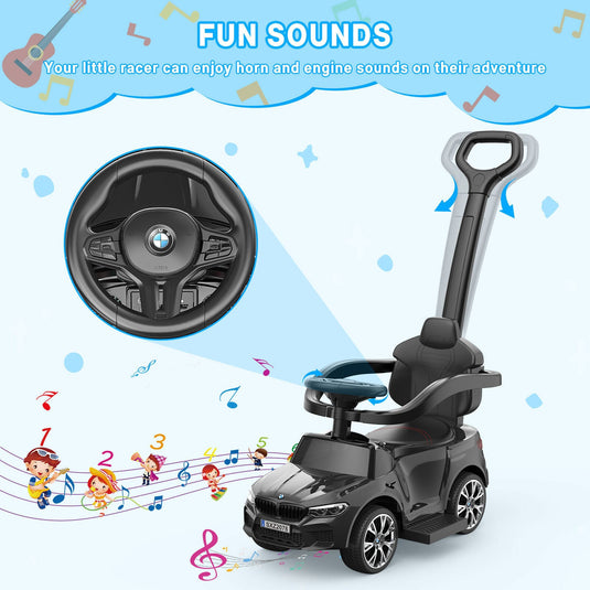 Music-Infused Ride-On Car with Safety Bar for Toddlers and Kids