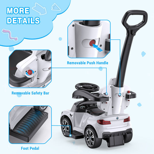 Music-Infused Ride-On Car with Safety Bar for Toddlers and Kids