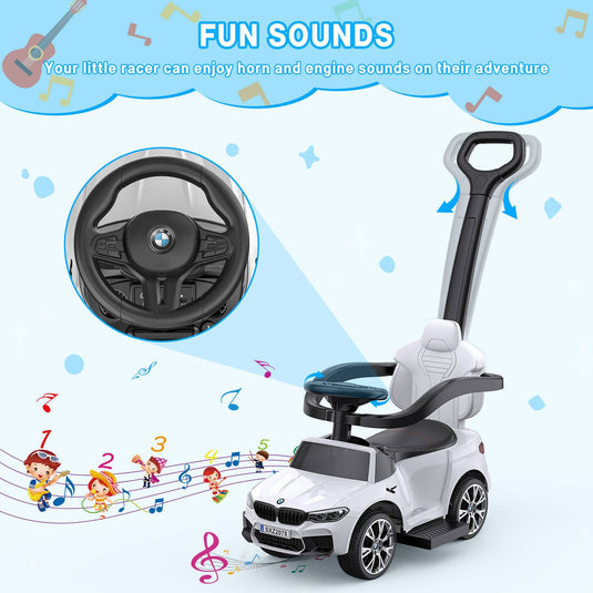 Music-Infused Ride-On Car with Safety Bar for Toddlers and Kids