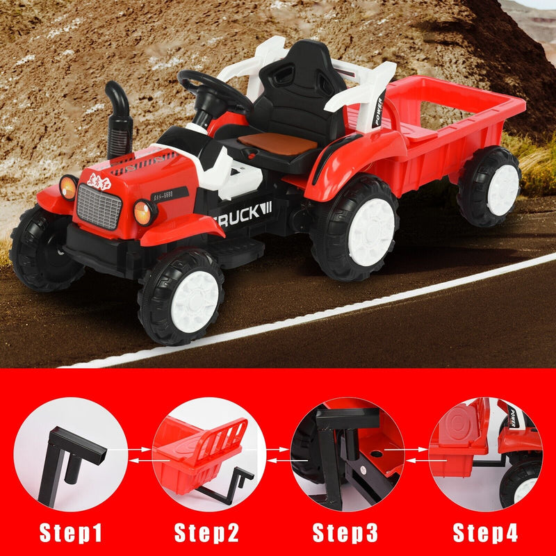 Load image into Gallery viewer, Musical Electric Tractor with Detachable Trailer - Perfect Gift for Kids with Lights and Sounds
