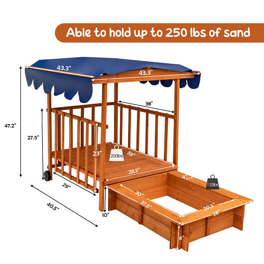 Load image into Gallery viewer, Natural Wooden Retractable Sandbox for Kids with Cover and Wheels

