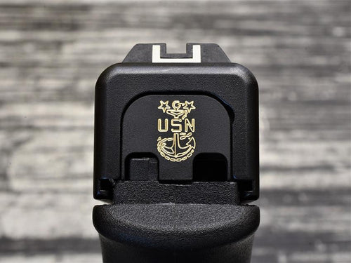 Milspin Custom Engraved NAVY Glock Slide Back Plates (Most Popular)
