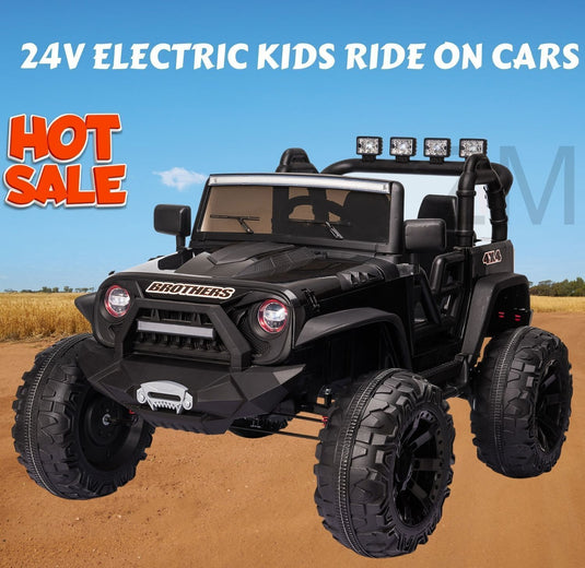 24V Electric Ride On Jeep Toy Car with USB, Bluetooth, and Remote Control for Kids