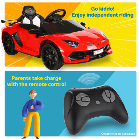 12V Lamborghini Electric Ride On Car for Kids with Remote Control and MP3 Player - Suitable for Boys and Girls