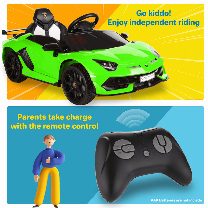 Load image into Gallery viewer, 12V Lamborghini Electric Ride On Car for Kids with Remote Control and MP3 Player - Suitable for Boys and Girls

