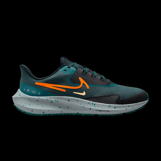 Men's Nike Pegasus 39 Shield, Deep Jungle/Safety Orange, 10 D Medium - Skoutley Outdoors LLC