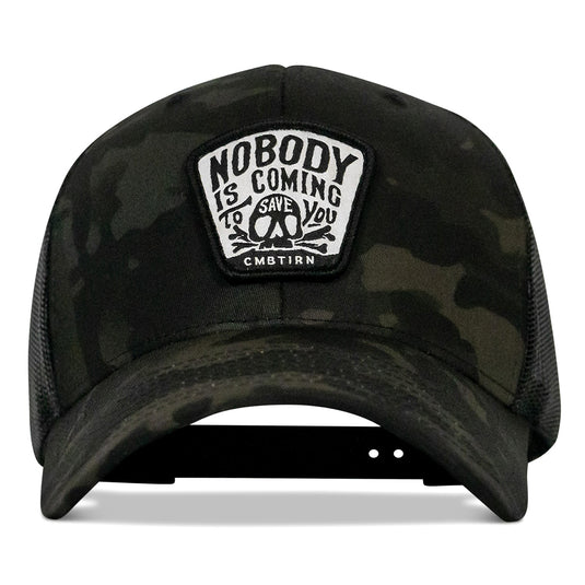 Nobody Is Coming To Save You Skull Patch Snapback Hat